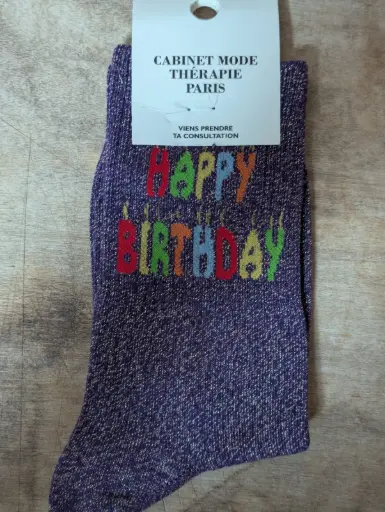 HAPPY BIRTHDAY VIOLET  - CHAUSSETTES GLITTER ADULTES