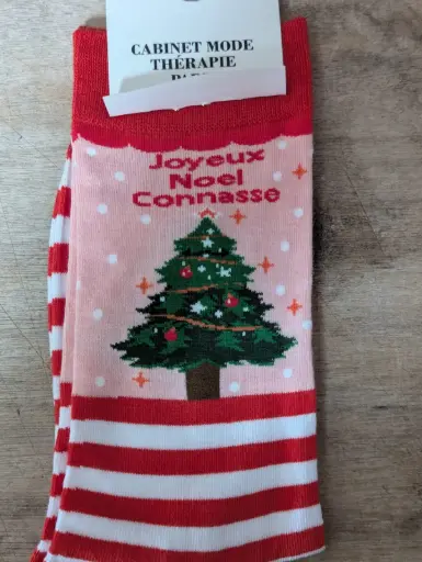 JOYEUX NOEL CONNASSE SAPIN - RAYURES CHAUSSETTES ADULTE