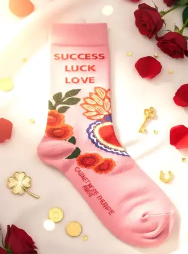 SUCCESS LUCK LOVE ROSE - CHAUSSETTES ADULTE