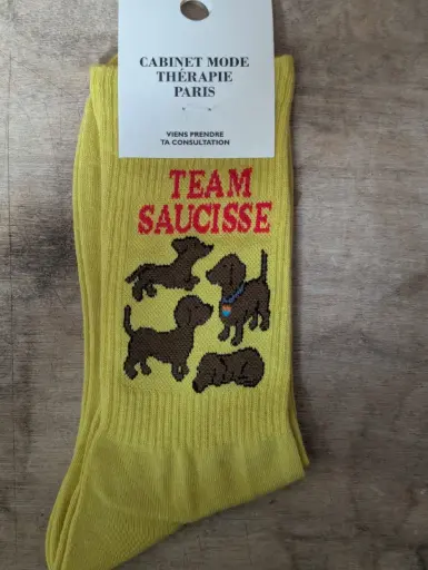 CHIEN SAUCISSE JAUNE - CHAUSSETTES ADULTE