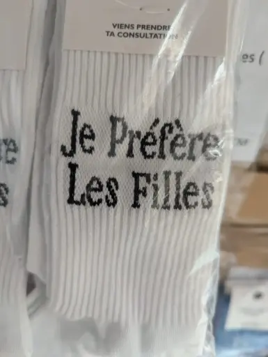 JE PREFERE LES FILLES BLANC  - CHAUSSETTES ADULTES 