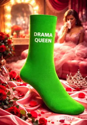 DRAMA QUEEN VERT - CHAUSSETTES GLITTER ADULTES 