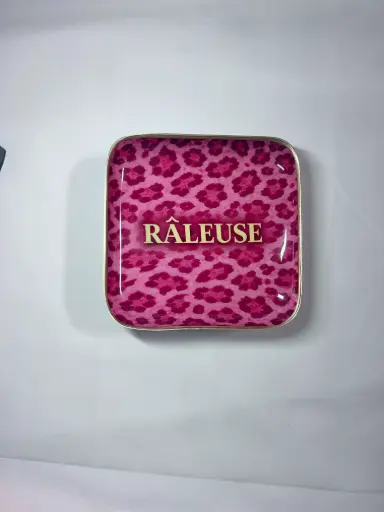 RALEUSE LEOPARD ROSE - PETITS PLATEAUX  CARRE 12.5 X12.5   