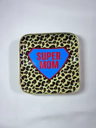 SUPER MOM LEOPARD - PETITS PLATEAUX  CARRE 12.5 X12.5    