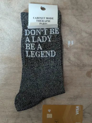 DON'T BE A LADY BE A LEGEND GRIS - CHAUSSETTES ADULTES GLITTER 