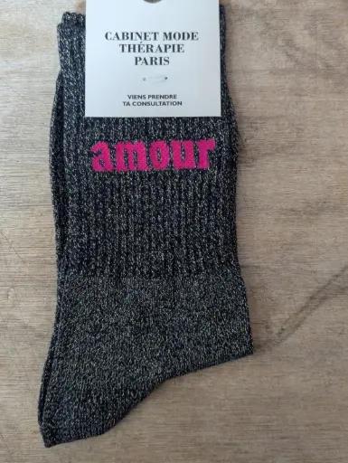 AMOUR GRIS  - CHAUSSETTES GLITTER ADULTES 