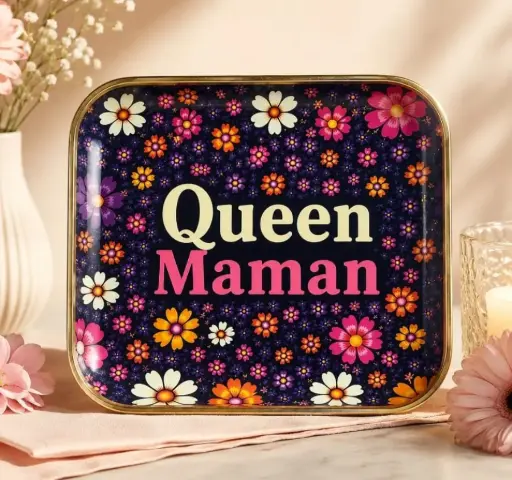 QUEEN MAMAN FLEURS - PETITS PLATEAUX  CARRE 12.5 X12.5 